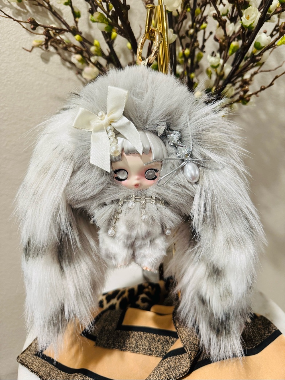 Custom Skullpanda Plush Bunny Bag Charm with Accessories